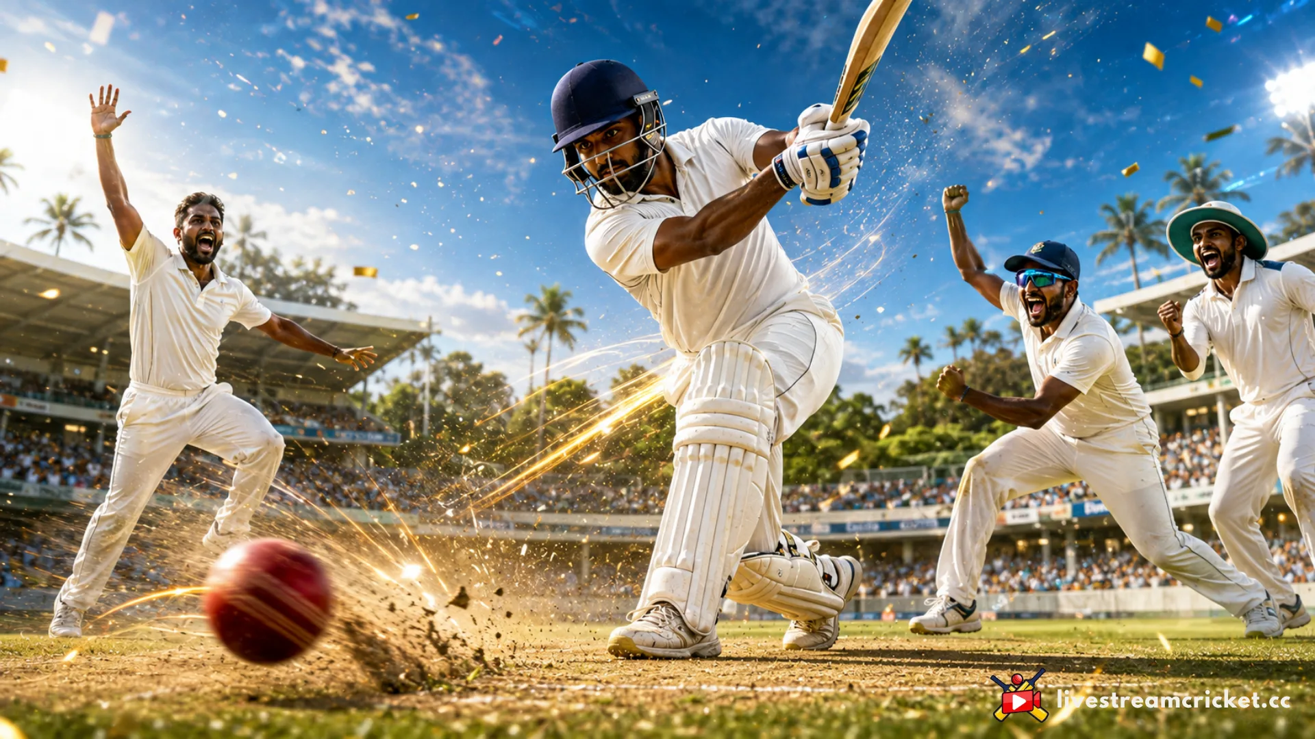 බාබඩෝස් හි ශ්‍රී ලංකාව ඉතිහාසගත 2018 ටෙස්ට් ජයග්‍රහණය එක නිරූපණය කරන ශ්‍රී ලාංකික ක්‍රිකට් දර්ශනයක්