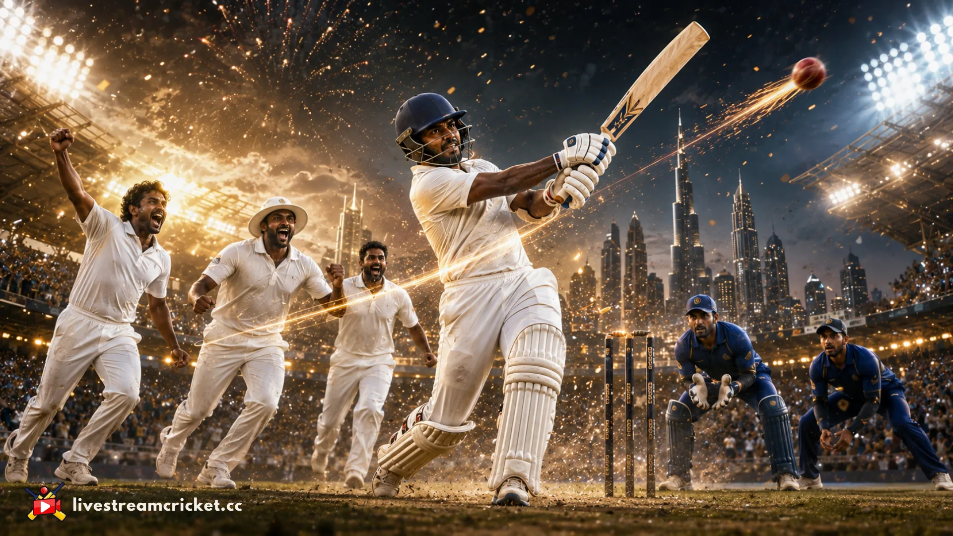 ශ්‍රී ලංකාව 2022 ආසියා කුසලානය අවසන් තරගය එක ජයගත් ආකාරය නිරූපණය කරන ශ්‍රී ලාංකික ක්‍රිකට් දර්ශනයක්