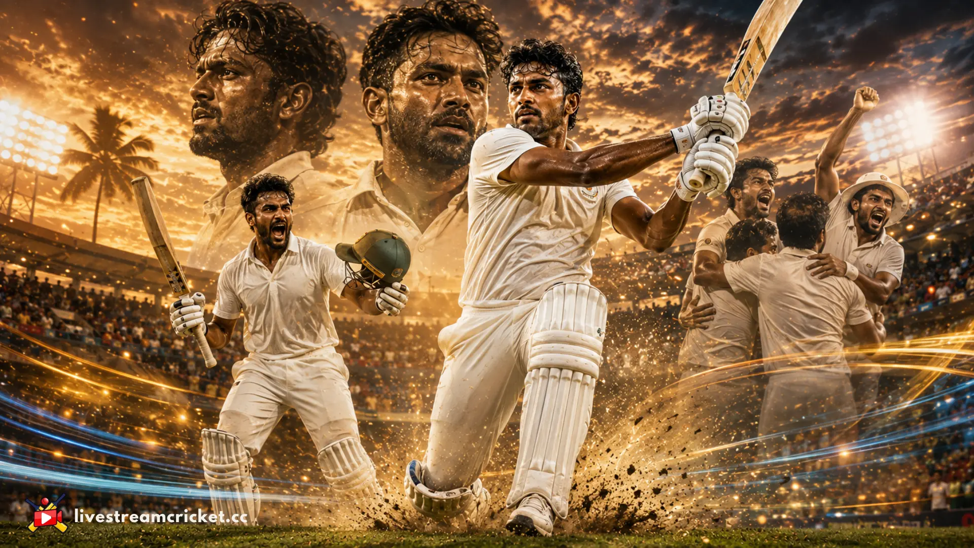 එංගලන්තයට එරෙහි ශ්‍රී ලංකාවේ කඩුලු 10ක ලෝක කුසලානය අර්ධ අවසන් තරගය ජය නිරූපණය කරන ශ්‍රී ලාංකික ක්‍රිකට් දර්ශනයක්