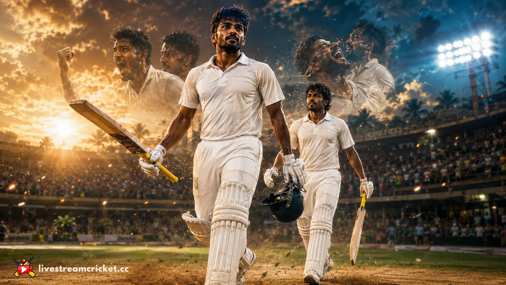නවසීලන්තයට එරෙහි ශ්‍රී ලංකාවේ 2011 ලෝක කුසලානය අවසන් පූර්ව තරගය ජය නිරූපණය කරන ශ්‍රී ලාංකික ක්‍රිකට් දර්ශනයක්