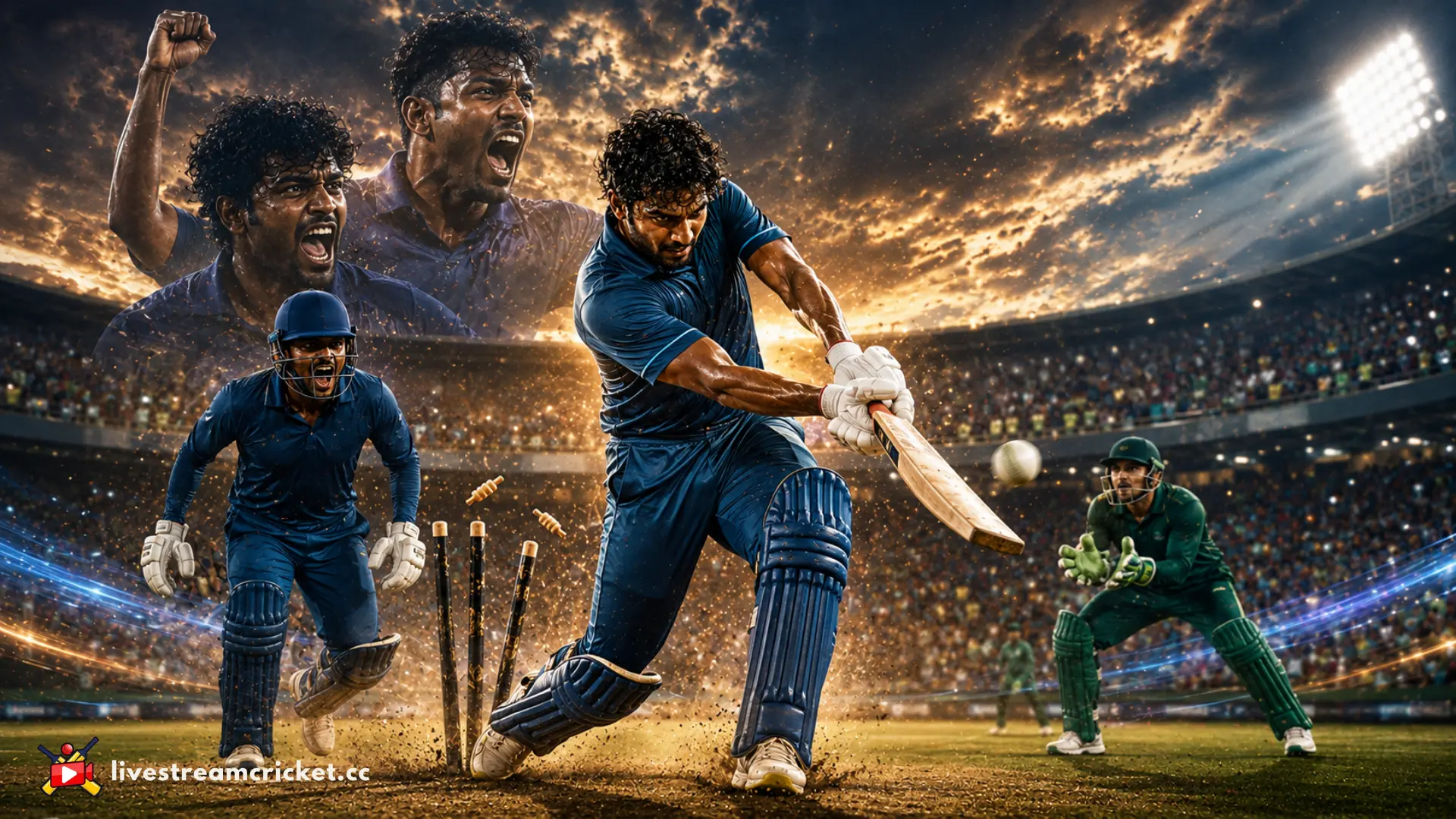 2023 පාකිස්තානයට එරෙහි ශ්‍රී ලංකාවේ අවසන් පන්දුවේ ආසියා කුසලානය ජය නිරූපණය කරන ශ්‍රී ලාංකික ක්‍රිකට් දර්ශනයක්