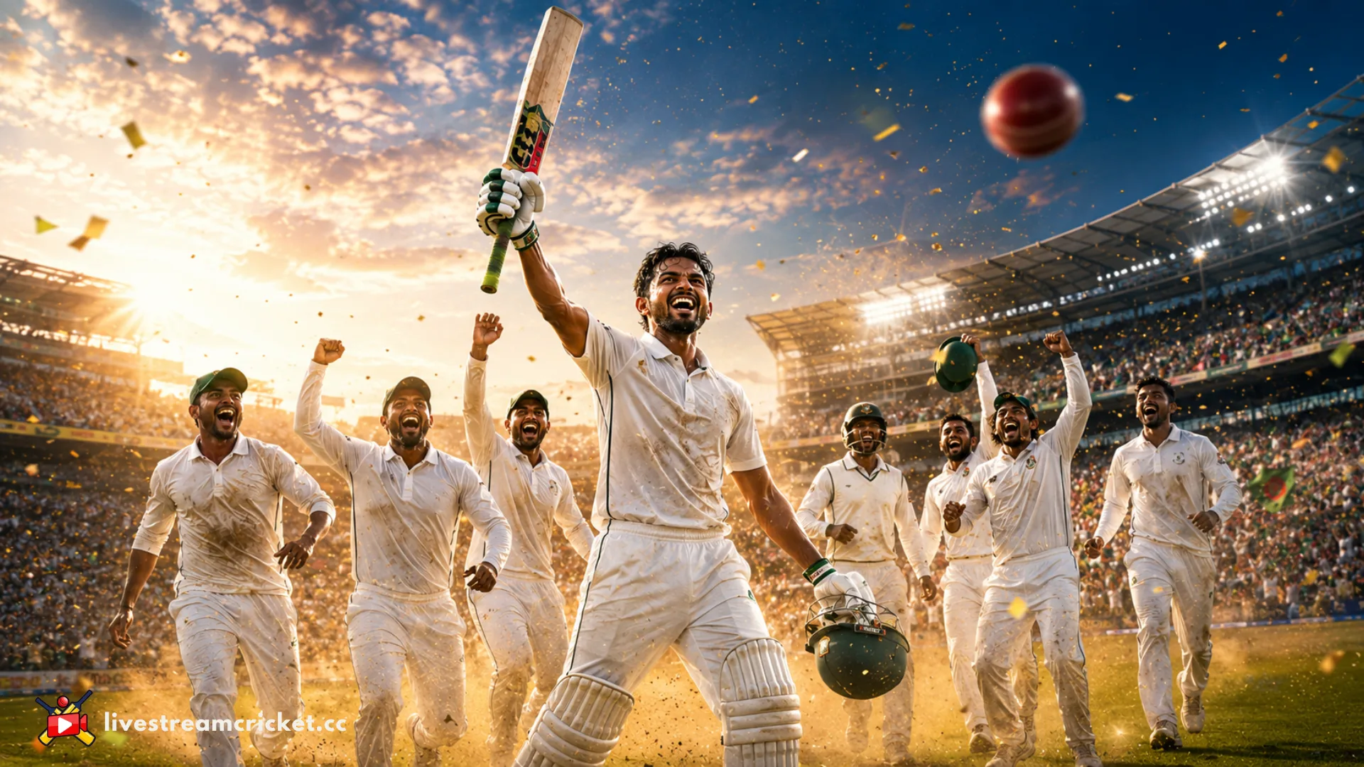 2026 সালে ডারউইনে অস্ট্রেলিয়ার বিপক্ষে ঐতিহাসিক টেস্ট জয় উদ্‌যাপন করছে বাংলাদেশ ক্রিকেট দল
