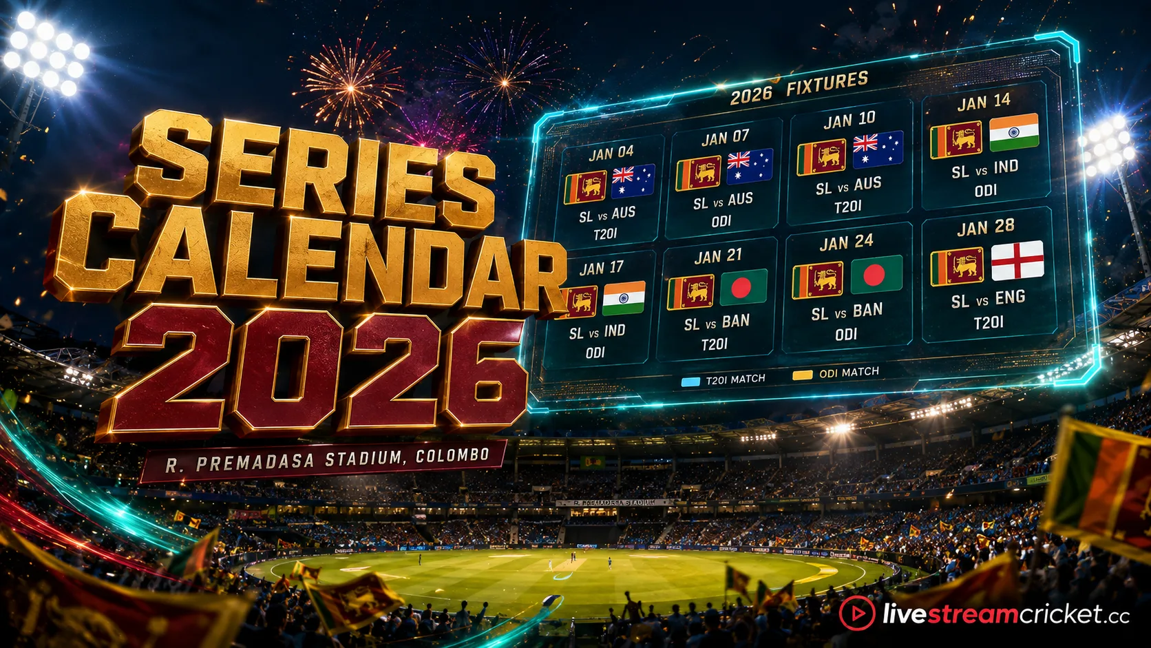 ශ්‍රී ලංකා ක්‍රිකට් කාලසටහන 2026 සහ ජාත්‍යන්තර තරග