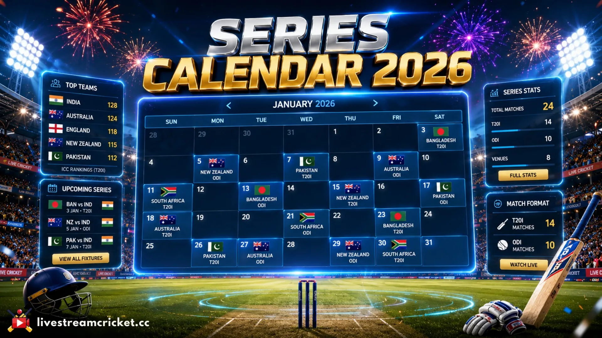 বাংলাদেশ ক্রিকেট দলের ২০২৬ সালের Test ODI ও T20I ম্যাচ সূচি