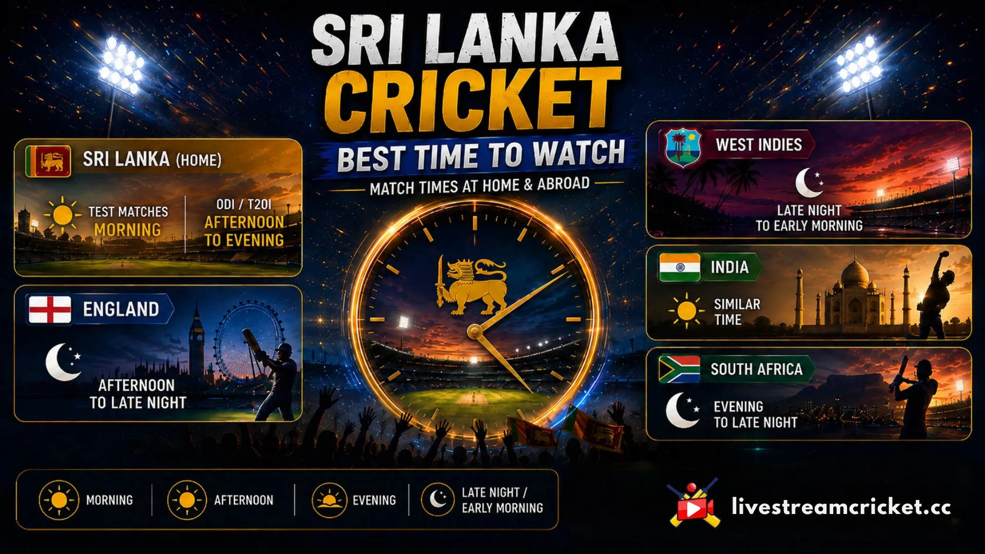 ශ්‍රී ලංකා සජීවී ක්‍රිකට් තරග නැරඹීමේ වේලාව