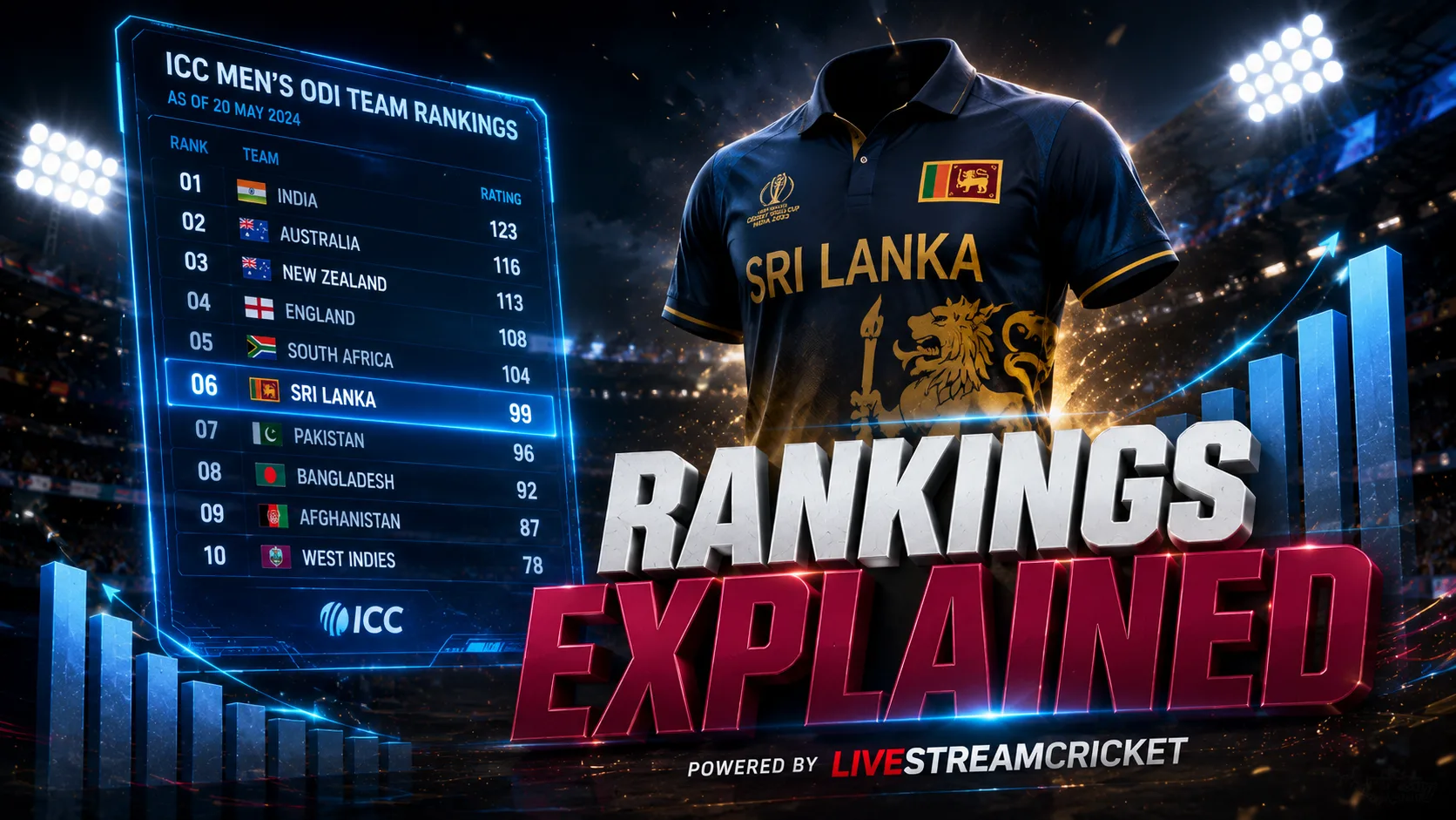 ශ්‍රී ලංකා ක්‍රිකට් කණ්ඩායමේ ODI ටෙස්ට් සහ T20I ශ්‍රේණිගත කිරීම්