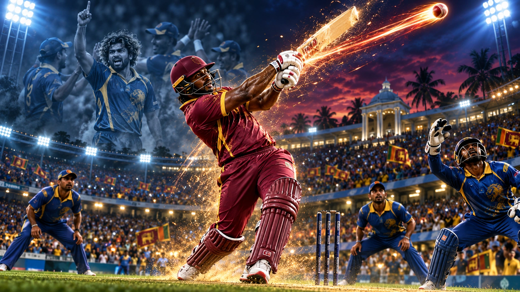 කොළඹ 2012 විස්සයි20 ලෝක කුසලාන අවසන් තරගයේ ශ්‍රී ලංකා සහ බටහිර ඉන්දීය කොදෙව් ක්‍රීඩකයන්