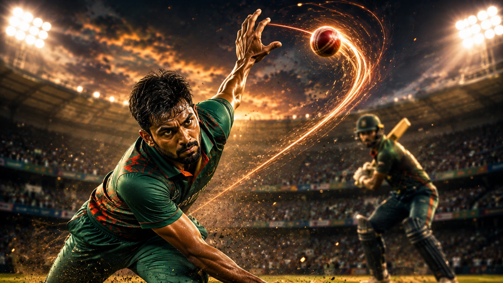 T20 আন্তর্জাতিক ম্যাচে বাংলাদেশের হয়ে লেগ-স্পিন বোলিং করছেন রিশাদ হোসেন