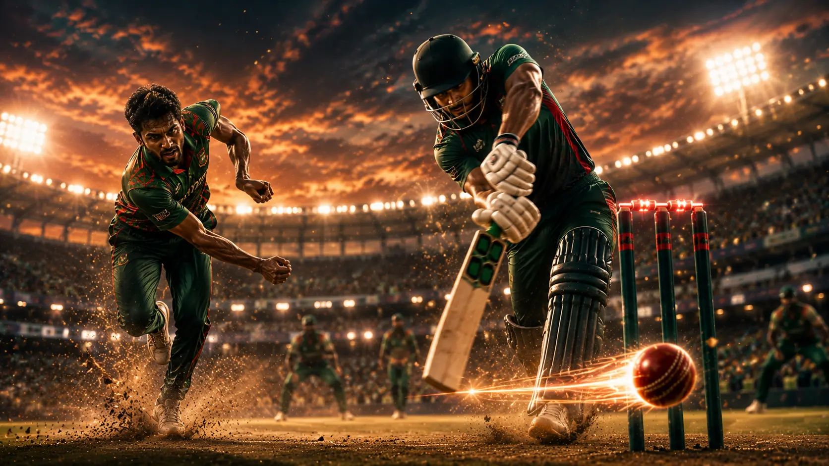 T20 ম্যাচের ডেথ ওভারে ইয়র্কার করছেন বাংলাদেশের ফাস্ট বোলার