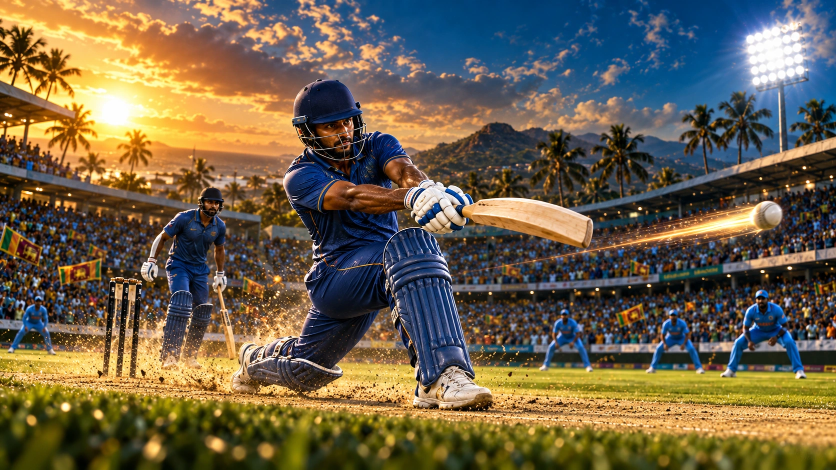 සබීනා පාර්ක් හි ඉන්දියාවට එරෙහි උපුල් තරංගගේ නොදැවී 174 නිරූපණය කරන ශ්‍රීලංකා ක්‍රිකට් දර්ශනයක්