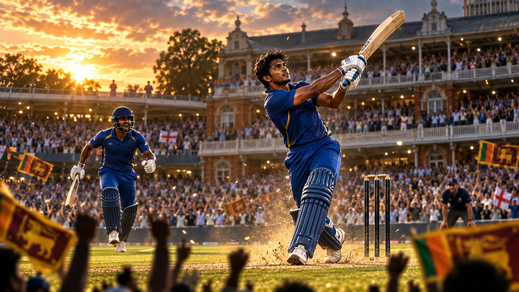 ලෝඩ්ස්හිදී දිනේෂ් චන්දිමාල්ගේ නොදැවී 105 නිරූපණය කරන ශ්‍රීලංකා ක්‍රිකට් දර්ශනයක්