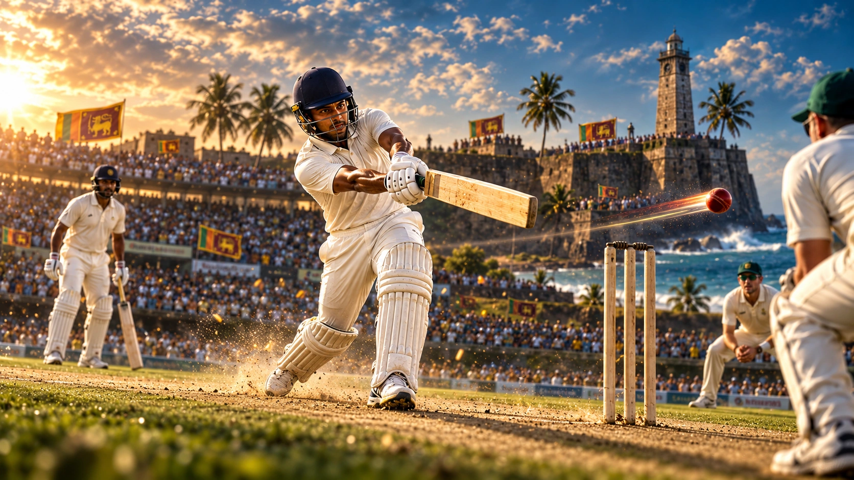 ගාල්ලේදී අයර්ලන්තයට එරෙහි නිශාන් මධුෂ්කගේ 205 නිරූපණය කරන ශ්‍රීලංකා ක්‍රිකට් දර්ශනයක්