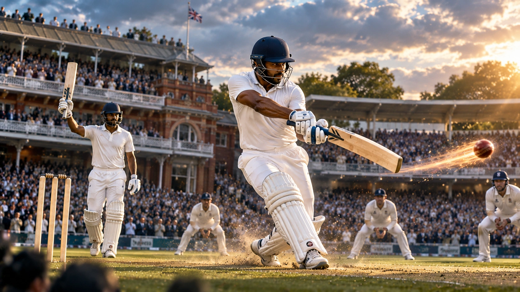 2014 ලෝඩ්ස්හිදී කුමාර් සංගක්කාරගේ 147 නිරූපණය කරන ශ්‍රීලංකා ක්‍රිකට් දර්ශනයක්