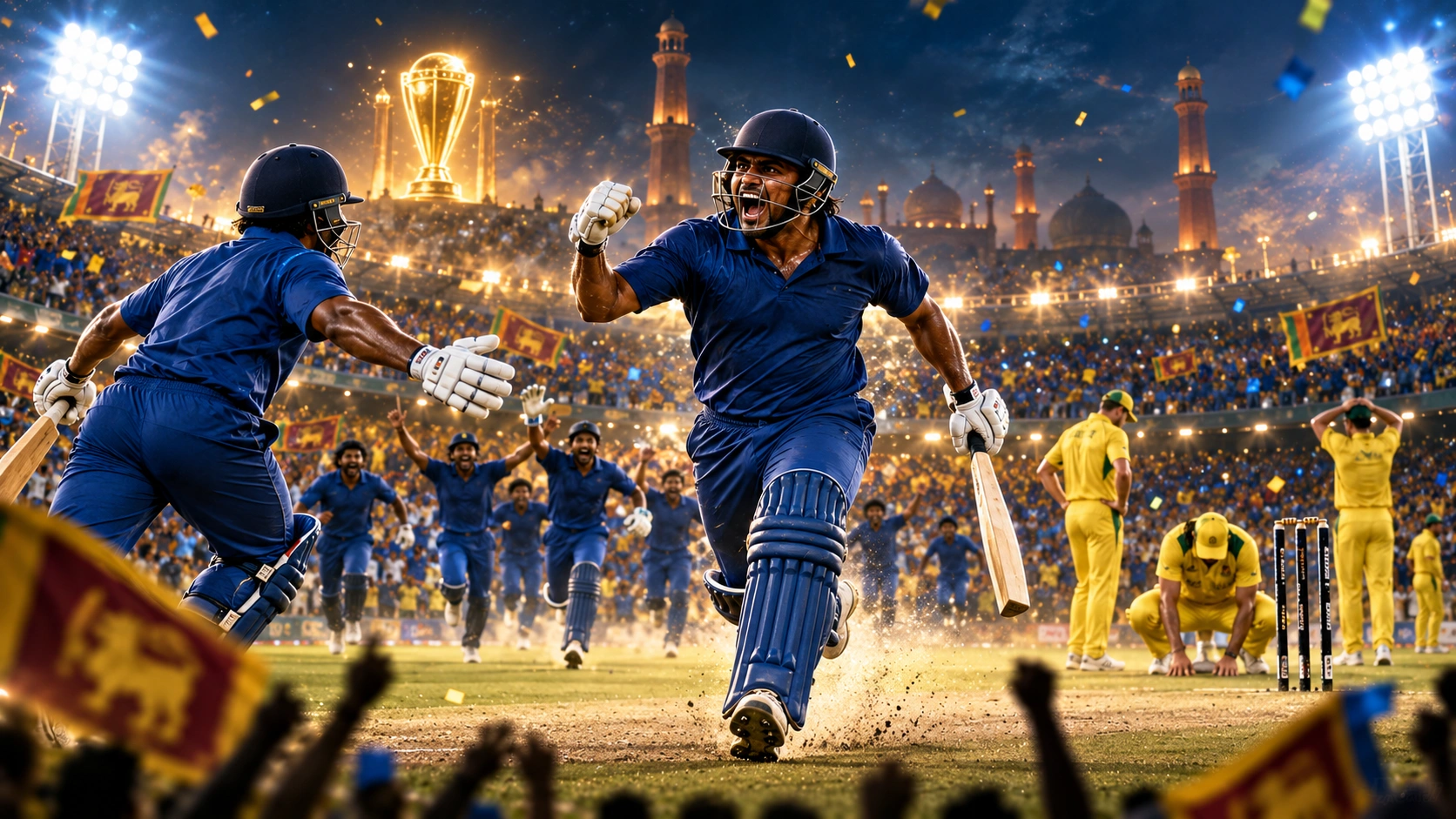 1996 අවසන් තරගයේ අර්ජුන රනාතුංගගේ නොදැවී 47 සහ නායකත්වය නිරූපණය කරන ශ්‍රී ලංකා ක්‍රිකට් දර්ශනයක්