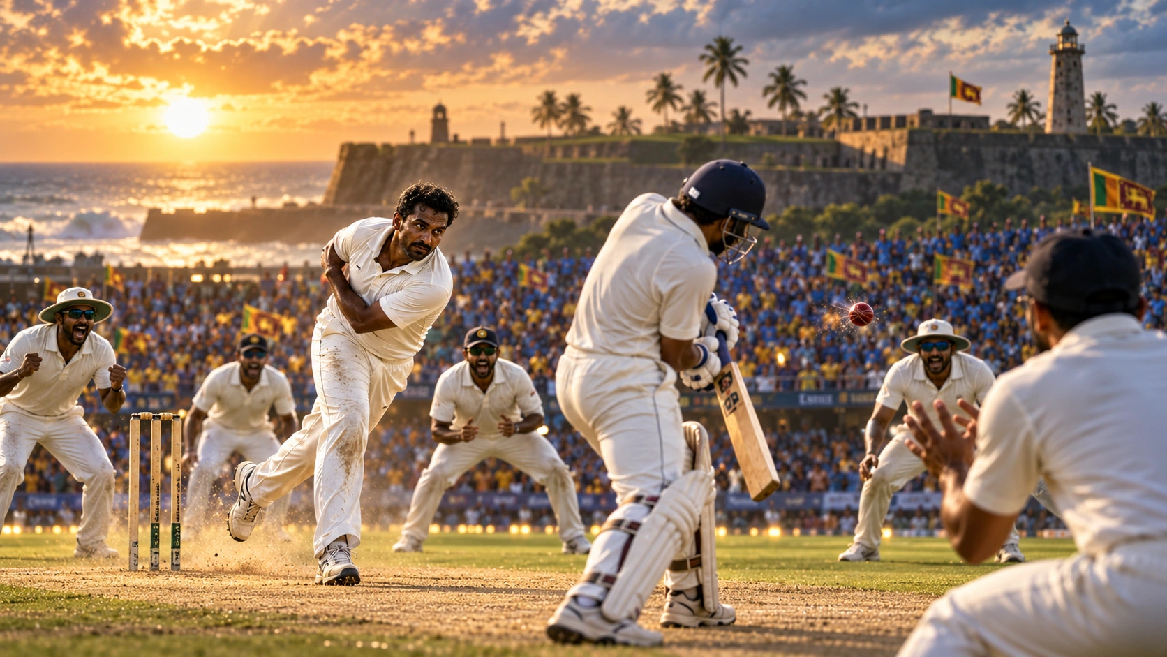 මුත්තයියා මුරලිදරන්ගේ 800 වැනි ටෙස්ට් කඩුල්ල නිරූපණය කරන ශ්‍රී ලංකා ක්‍රිකට් දර්ශනයක්