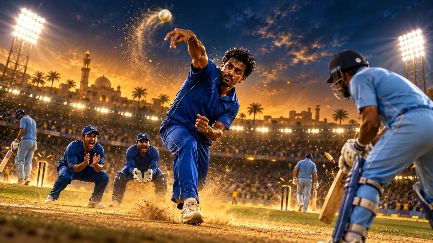 ඉන්දියාවට එරෙහි මුත්තයියා මුරලිදරන්ගේ ලකුණු 30කට කඩුලු 7 නිරූපණය කරන ශ්‍රී ලංකා ක්‍රිකට් දර්ශනයක්
