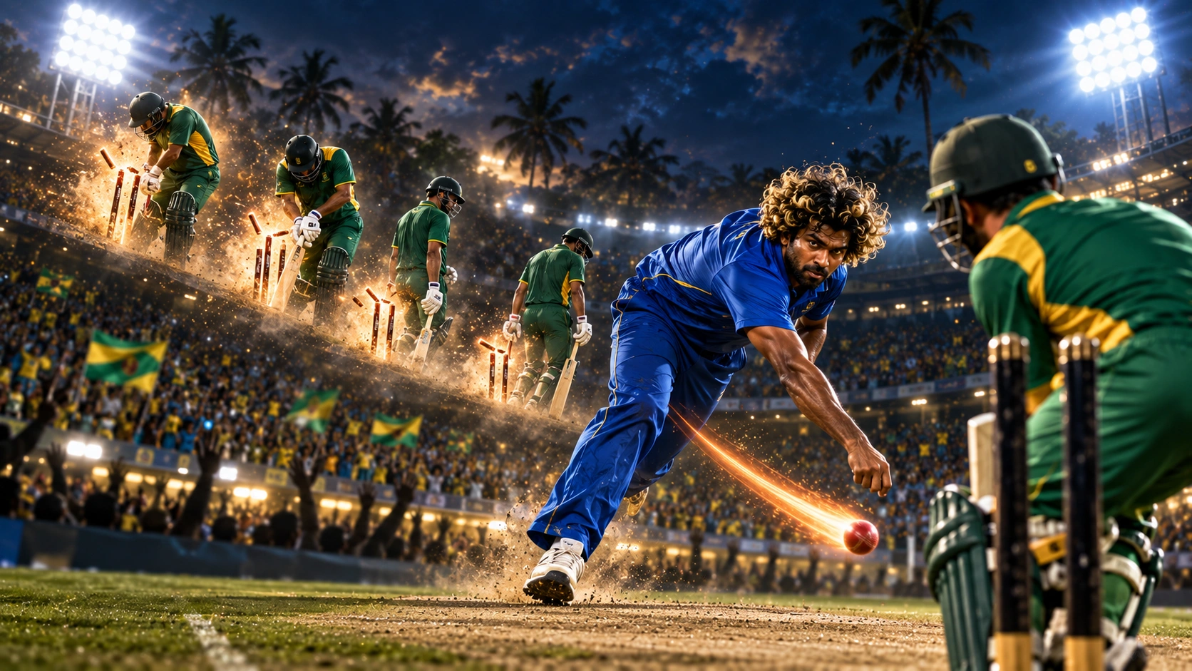 2007දී ලසිත් මාලිංගගේ අඛණ්ඩ පන්දු හතරෙන් කඩුලු හතර නිරූපණය කරන ශ්‍රී ලංකා ක්‍රිකට් දර්ශනයක්