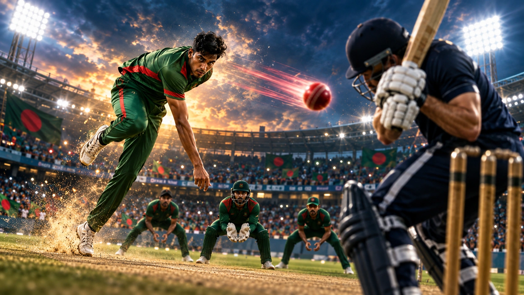 আন্তর্জাতিক ক্রিকেট ম্যাচে বাংলাদেশের হয়ে উচ্চগতিতে বোলিং করছেন নাহিদ রানা