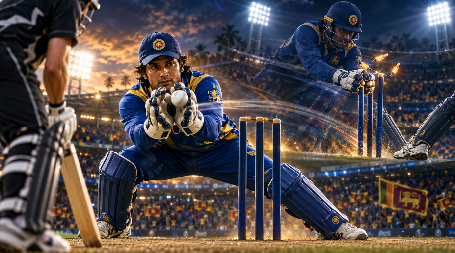 කුමාර් සංගක්කාරගේ වාර්තාගත එක්දින කඩුලු රැකීමේ දවාගැනීම් 482 නිරූපණය කරන ශ්‍රී ලාංකික ක්‍රිකට් දර්ශනයක්
